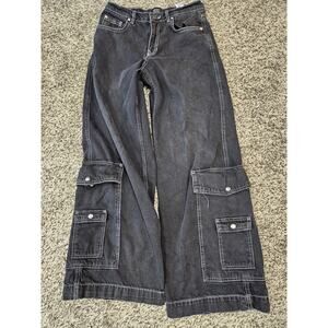 BDG Women's Black Extra Baggy Wide Leg Grunge goth Y2k Size 26 Cargo Pants
